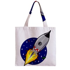 Rocket Ship Launch Vehicle Moon Zipper Grocery Tote Bag by Sarkoni