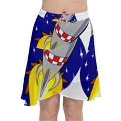 Rocket Ship Launch Vehicle Moon Chiffon Wrap Front Skirt by Sarkoni