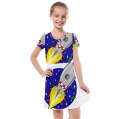 Rocket Ship Launch Vehicle Moon Kids  Cross Web Dress by Sarkoni