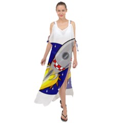 Rocket Ship Launch Vehicle Moon Maxi Chiffon Cover Up Dress