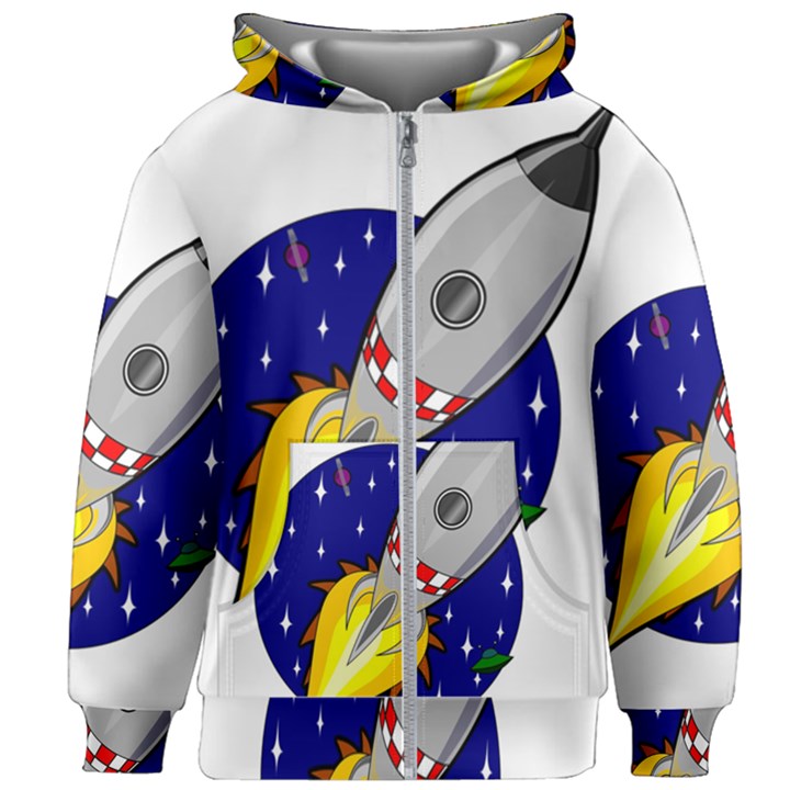 Rocket Ship Launch Vehicle Moon Kids  Zipper Hoodie Without Drawstring