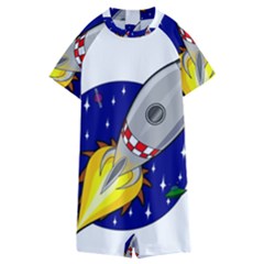 Rocket Ship Launch Vehicle Moon Kids  Boyleg Half Suit Swimwear by Sarkoni