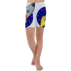 Rocket Ship Launch Vehicle Moon Kids  Lightweight Velour Capri Yoga Leggings