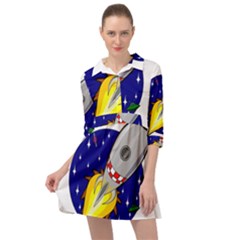 Rocket Ship Launch Vehicle Moon Mini Skater Shirt Dress