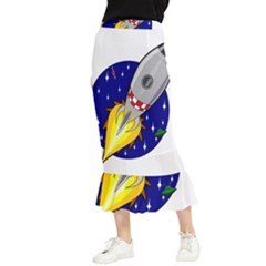 Rocket Ship Launch Vehicle Moon Maxi Fishtail Chiffon Skirt by Sarkoni