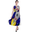 Rocket Ship Launch Vehicle Moon Round Neck Boho Dress View1