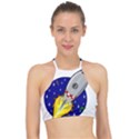 Rocket Ship Launch Vehicle Moon Halter Bikini Top View1