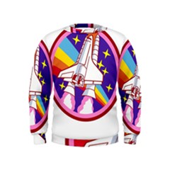 Badge Patch Pink Rainbow Rocket Kids  Sweatshirt by Sarkoni