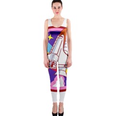 Badge Patch Pink Rainbow Rocket One Piece Catsuit