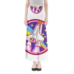 Badge Patch Pink Rainbow Rocket Full Length Maxi Skirt by Sarkoni