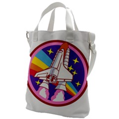 Badge Patch Pink Rainbow Rocket Canvas Messenger Bag by Sarkoni