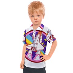 Badge Patch Pink Rainbow Rocket Kids  Polo T-shirt