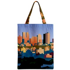 City Buildings Urban Dawn Zipper Classic Tote Bag