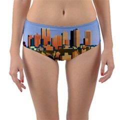 City Buildings Urban Dawn Reversible Mid-waist Bikini Bottoms