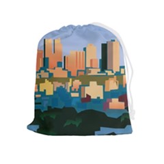 City Buildings Urban Dawn Drawstring Pouch (xl)