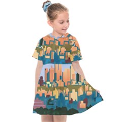 City Buildings Urban Dawn Kids  Sailor Dress by Sarkoni