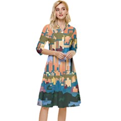 City Buildings Urban Dawn Classy Knee Length Dress by Sarkoni