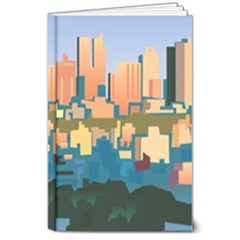 City Buildings Urban Dawn 8  X 10  Hardcover Notebook by Sarkoni