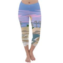 Vacation Island Sunset Sunrise Capri Winter Leggings 