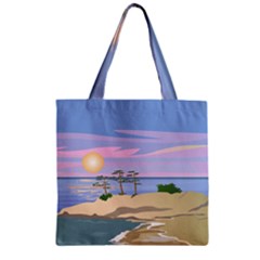 Vacation Island Sunset Sunrise Zipper Grocery Tote Bag