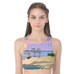 Vacation Island Sunset Sunrise Tank Bikini Top