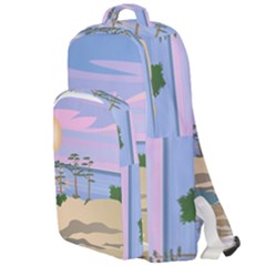 Vacation Island Sunset Sunrise Double Compartment Backpack by Sarkoni