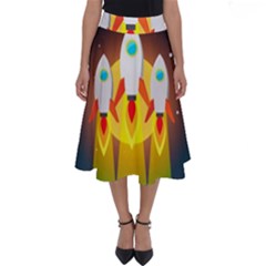 Rocket Take Off Missiles Cosmos Perfect Length Midi Skirt