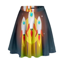 Rocket Take Off Missiles Cosmos High Waist Skirt