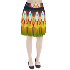 Rocket Take Off Missiles Cosmos Pleated Skirt