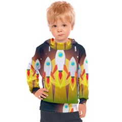 Rocket Take Off Missiles Cosmos Kids  Hooded Pullover by Sarkoni
