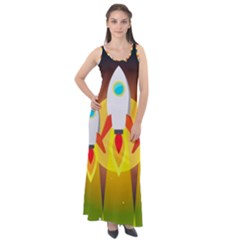 Rocket Take Off Missiles Cosmos Sleeveless Velour Maxi Dress