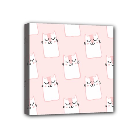 Pattern Pink Cute Sweet Fur Cats Mini Canvas 4  X 4  (stretched)