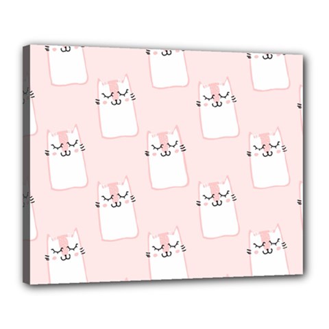 Pattern Pink Cute Sweet Fur Cats Canvas 20  X 16  (stretched)