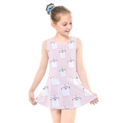 Pattern Pink Cute Sweet Fur Cats Kids  Skater Dress Swimsuit by Sarkoni