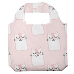 Pattern Pink Cute Sweet Fur Cats Premium Foldable Grocery Recycle Bag by Sarkoni