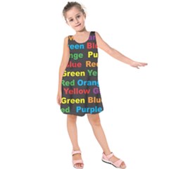 Red Yellow Blue Green Purple Kids  Sleeveless Dress