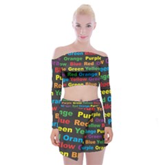 Red Yellow Blue Green Purple Off Shoulder Top With Mini Skirt Set