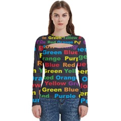 Red Yellow Blue Green Purple Women s Cut Out Long Sleeve T-shirt