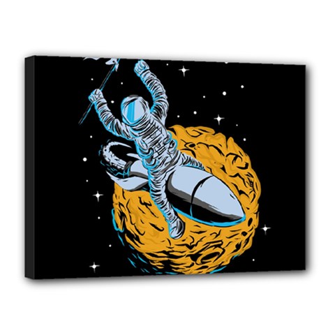 Astronaut Planet Space Science Canvas 16  X 12  (stretched)