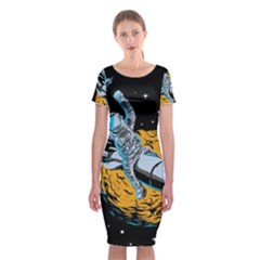 Astronaut Planet Space Science Classic Short Sleeve Midi Dress