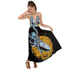 Astronaut Planet Space Science Backless Maxi Beach Dress by Sarkoni