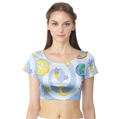 Science Fiction Outer Space Short Sleeve Crop Top