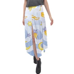 Science Fiction Outer Space Velour Split Maxi Skirt by Sarkoni