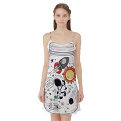 Astronaut Drawing Planet Satin Night Slip