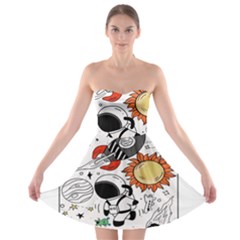 Astronaut Drawing Planet Strapless Bra Top Dress