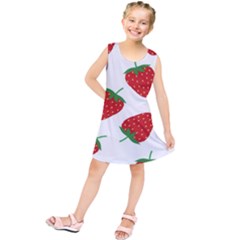 Seamless Pattern Fresh Strawberry Kids  Tunic Dress