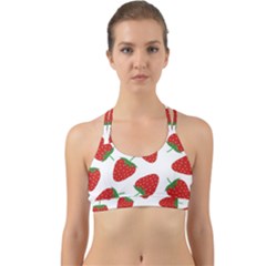 Seamless Pattern Fresh Strawberry Back Web Sports Bra