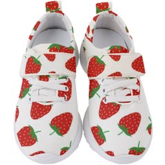 Seamless Pattern Fresh Strawberry Kids  Velcro Strap Shoes