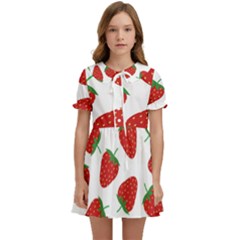 Seamless Pattern Fresh Strawberry Kids  Sweet Collar Dress by Sarkoni