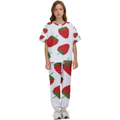Seamless Pattern Fresh Strawberry Kids  T-shirt And Pants Sports Set by Sarkoni